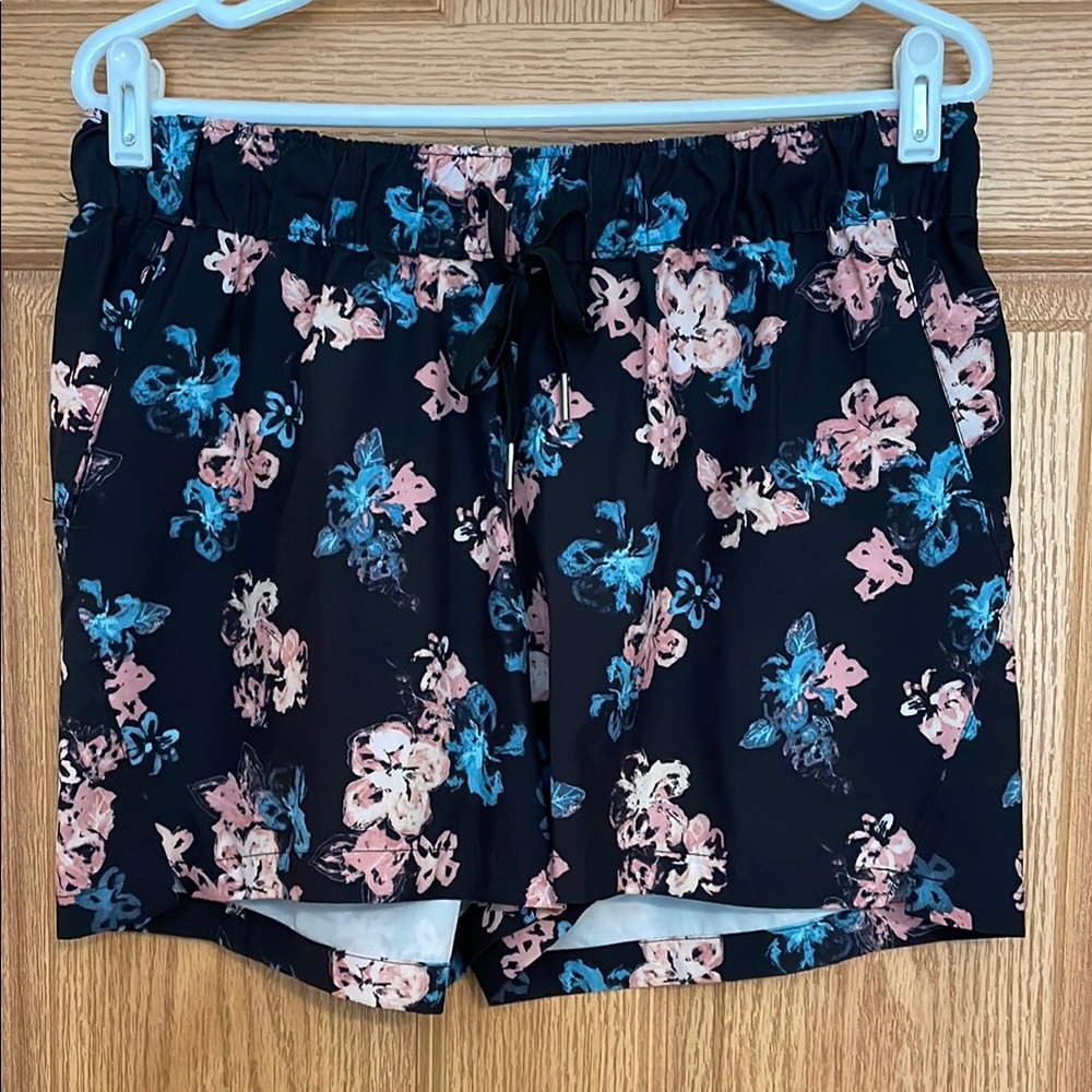 Burnside Pink and Black Athletic Shorts Lightweight Floral
